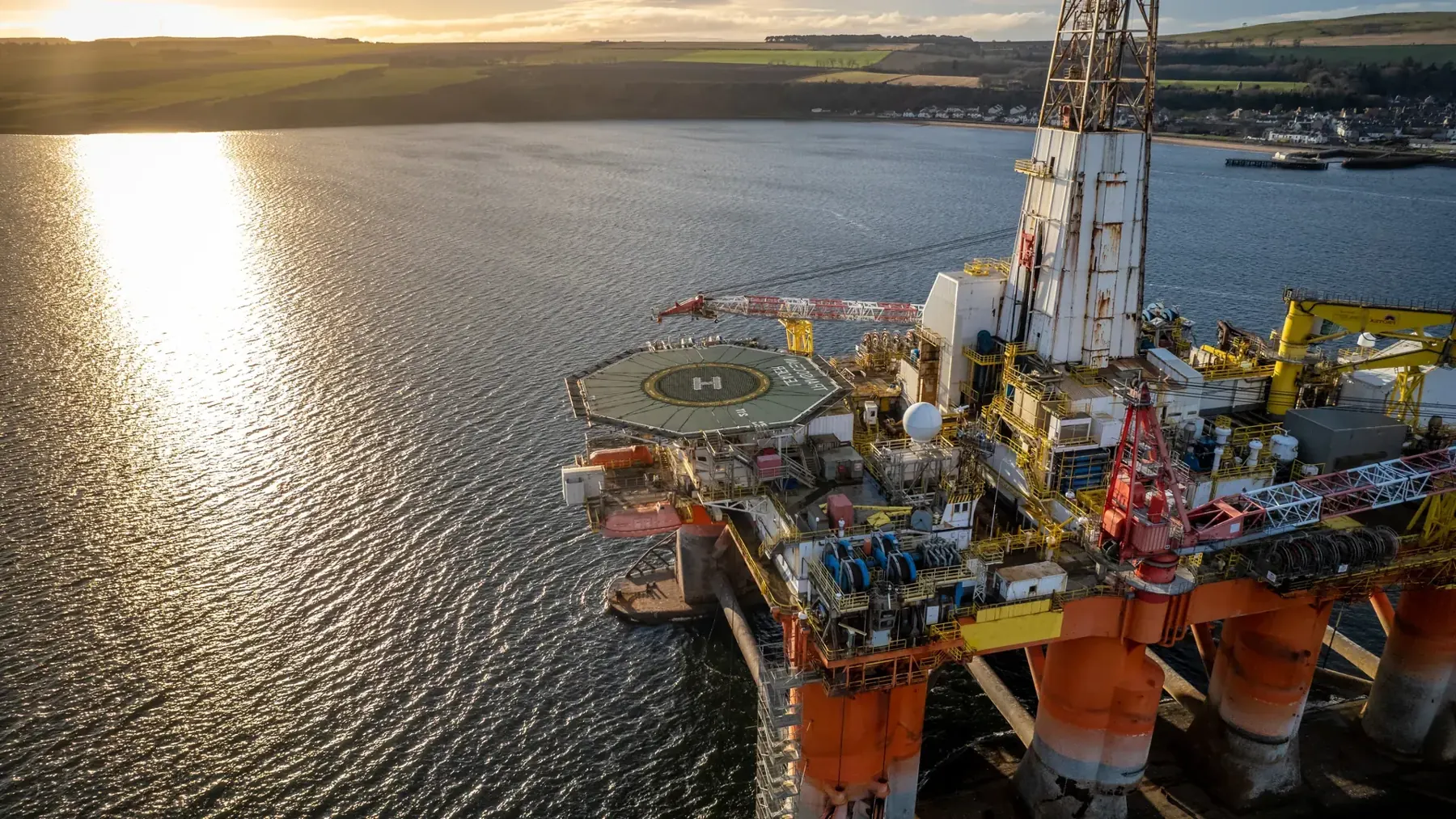 Offshore oil and gas platform at sea